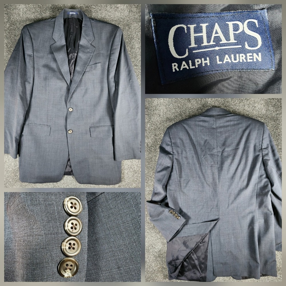 VTG Ralph Lauren Chaps Jacket Men's 40L Navy Wool-Cashmere Blazer Designer